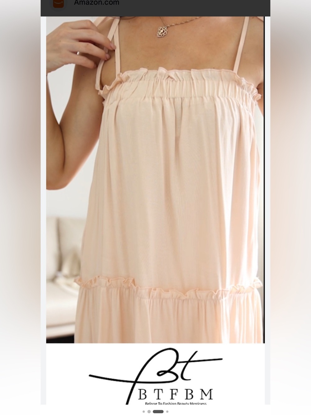 BTFBM Creamy Ruffle-Trim Chemise Dress